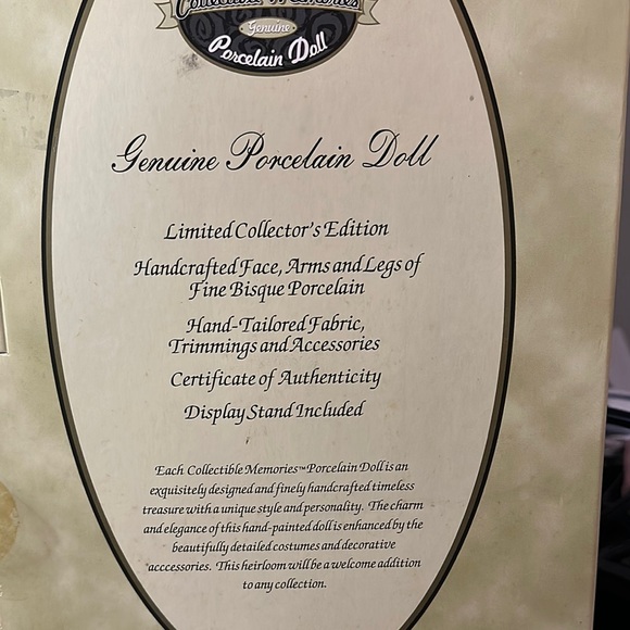 Porcelain Doll with Cream and Yellow Dress - Picture 5 of 5